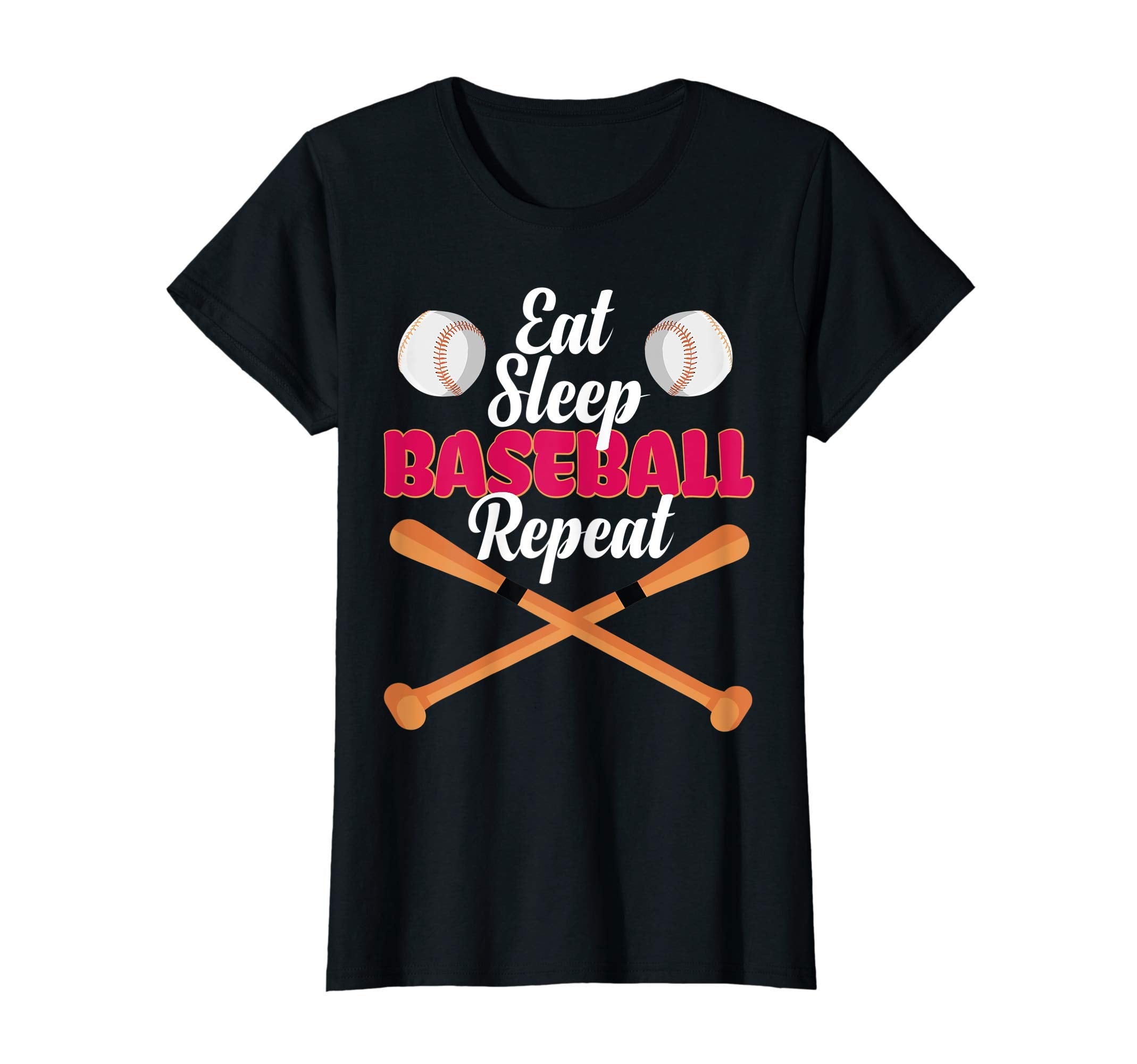 Womens Eat Sleep Baseball Repeat Gift T-Shirt - Trendy Graphic Men Women - T-Shirt, Sweatshirt, Hoodie