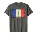 French Flag Postcard Eiffel Tower T-Shirt - Custom Art Print Unisex - T-Shirt, Sweatshirt, Hoodie