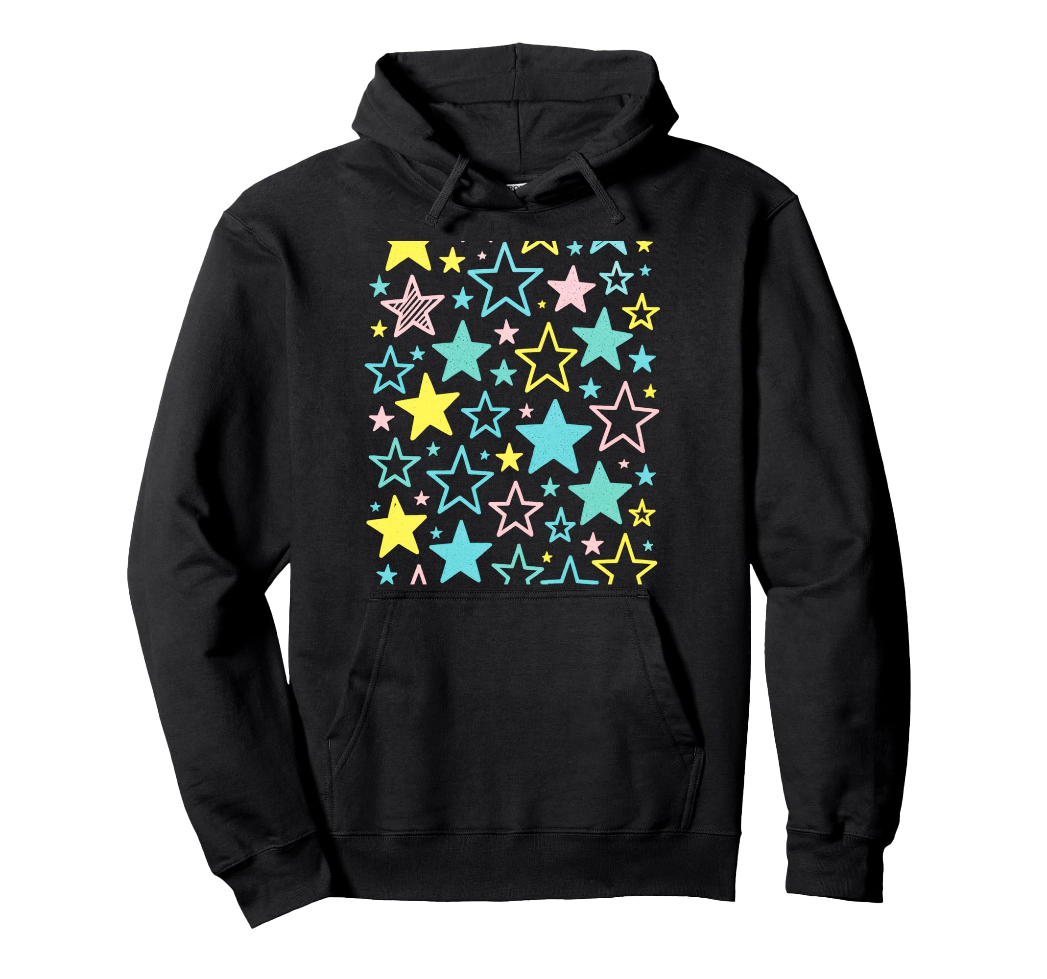 Colorful Stars Fun Pattern Art Hoodie - Trendy Graphic for Adults - T-Shirt, Sweatshirt, Hoodie
