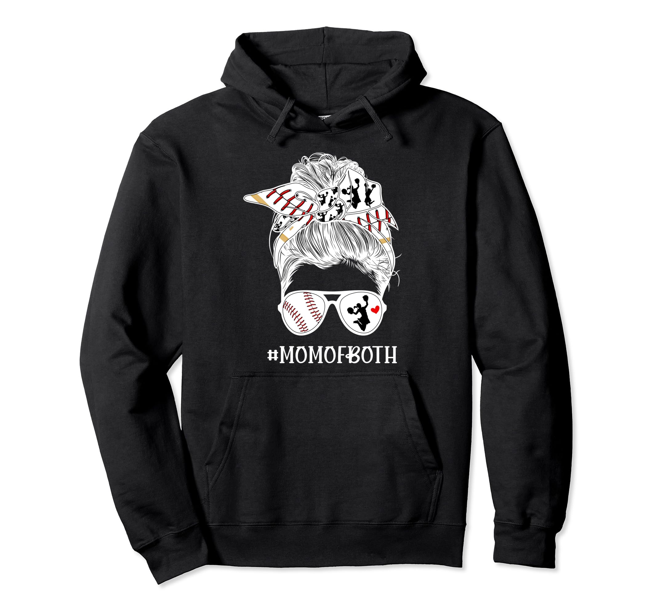 Mom Both Messy Bun Cheerleader Hoodie - Casual Everyday Wear for Adults - T-Shirt, Sweatshirt, Hoodie