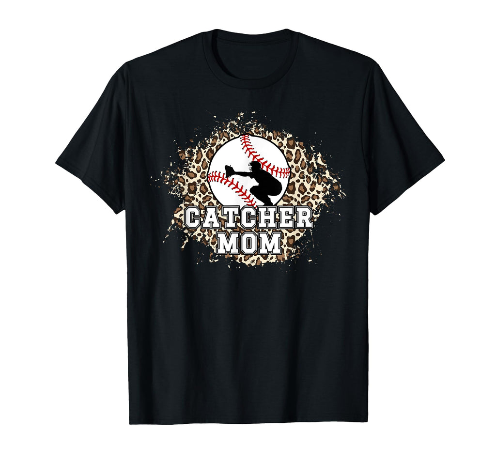 Baseball Catcher Mom Leopard Mom Baseball T-Shirt - Novelty Apparel Unisex - T-Shirt, Sweatshirt, Hoodie