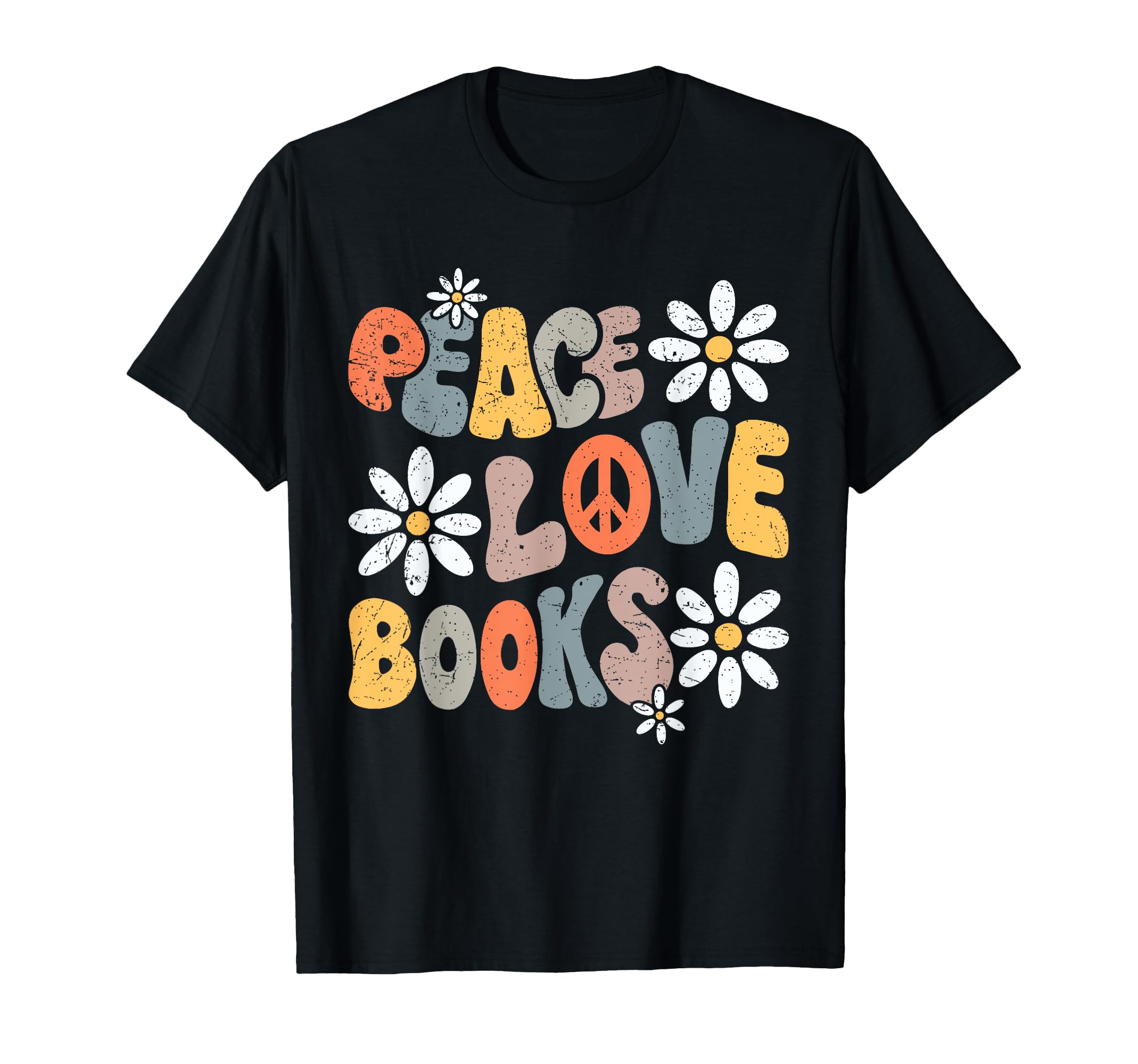 Peace Love Books Groovy Bookworm Book T-Shirt - Custom Art Print Unisex - T-Shirt, Sweatshirt, Hoodie
