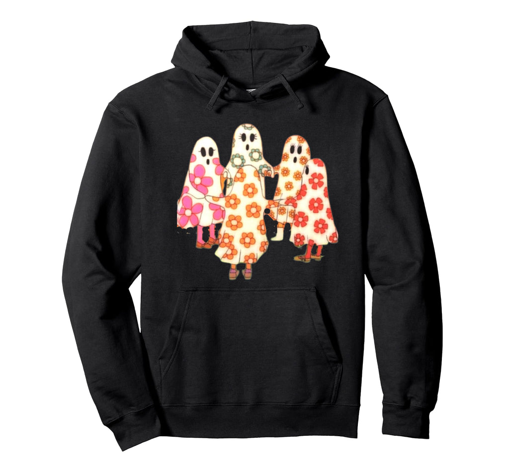 Groovy Floral Ghost Circle 1970S Spooky Hoodie - Unique Graphic for Adults - T-Shirt, Sweatshirt, Hoodie