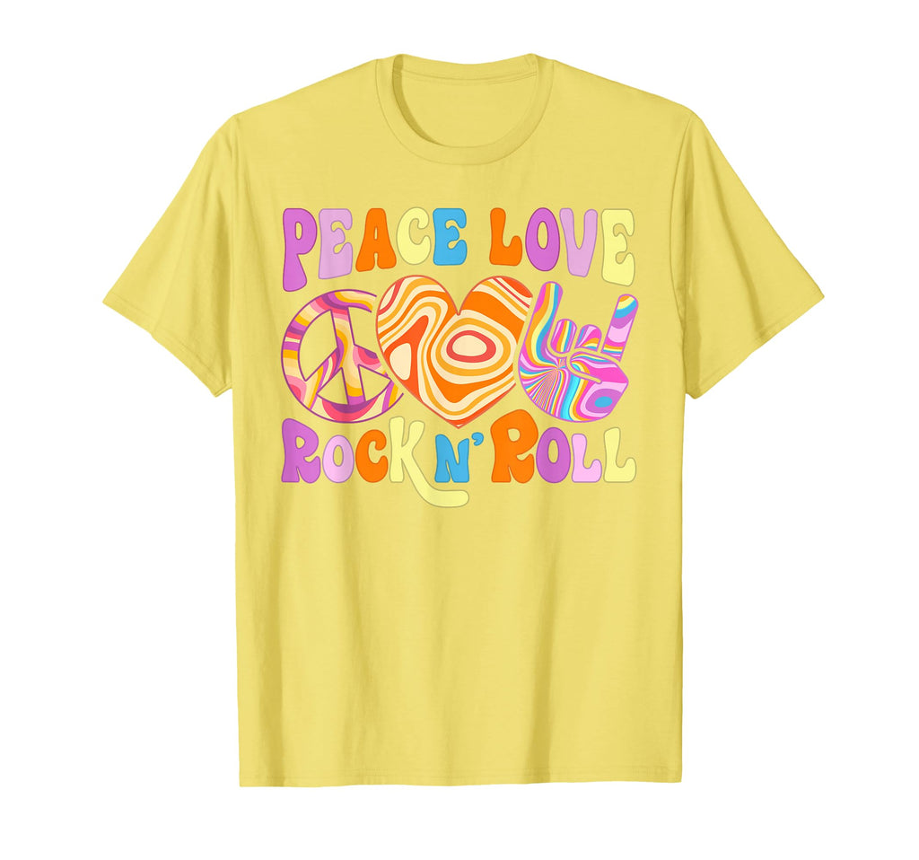 Hippie Peace Love Rock Roll 60S 70S T-Shirt - Fun Novelty Design Men Women - T-Shirt, Sweatshirt, Hoodie