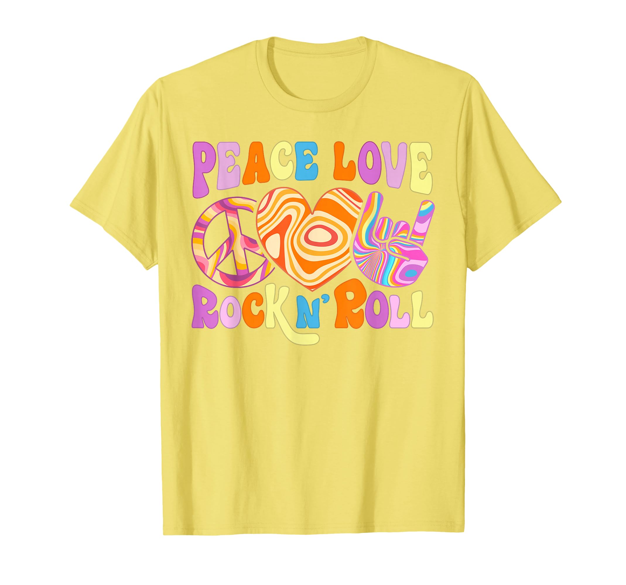 Hippie Peace Love Rock Roll 60S 70S T-Shirt - Fun Novelty Design Men Women - T-Shirt, Sweatshirt, Hoodie