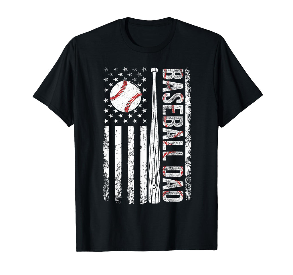 Baseball Dad American Flag Patriotic T-Shirt - Aesthetic Graphic Men Women - T-Shirt, Sweatshirt, Hoodie