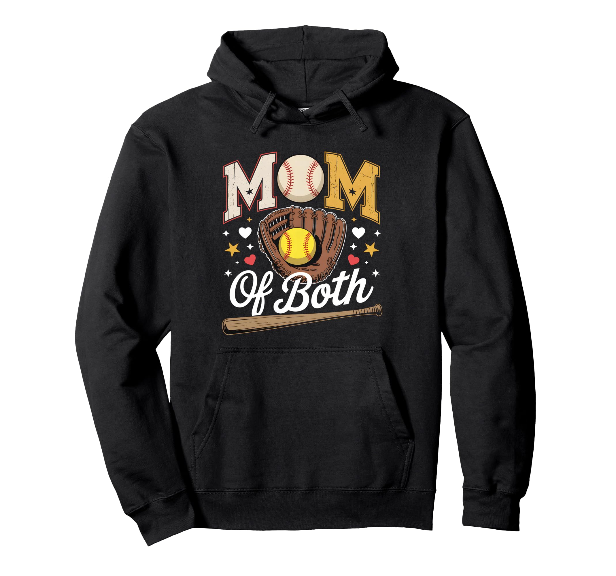 Funny Mom Both Baseball Softball Lovers Hoodie - Novelty Apparel Unisex - T-Shirt, Sweatshirt, Hoodie
