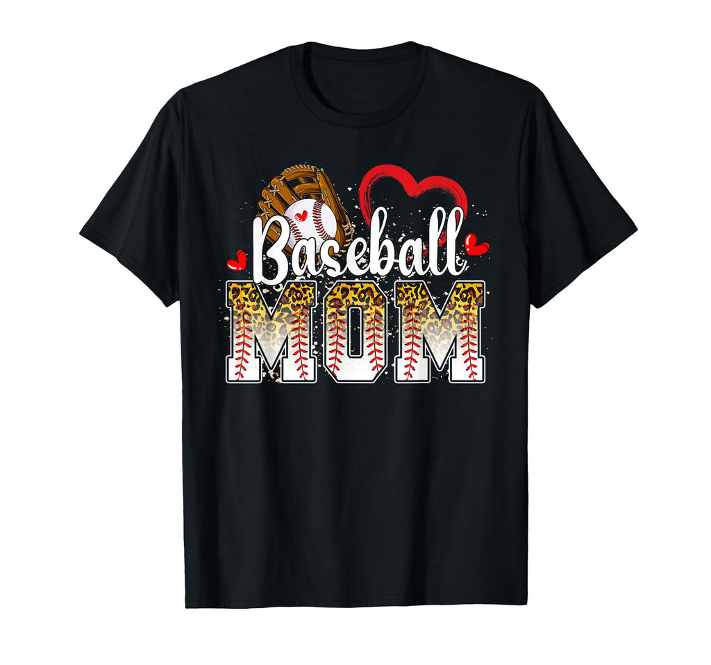 Funny Baseball Mom Leopard Baseball T-Shirt - Aesthetic Graphic for Adults - T-Shirt, Sweatshirt, Hoodie
