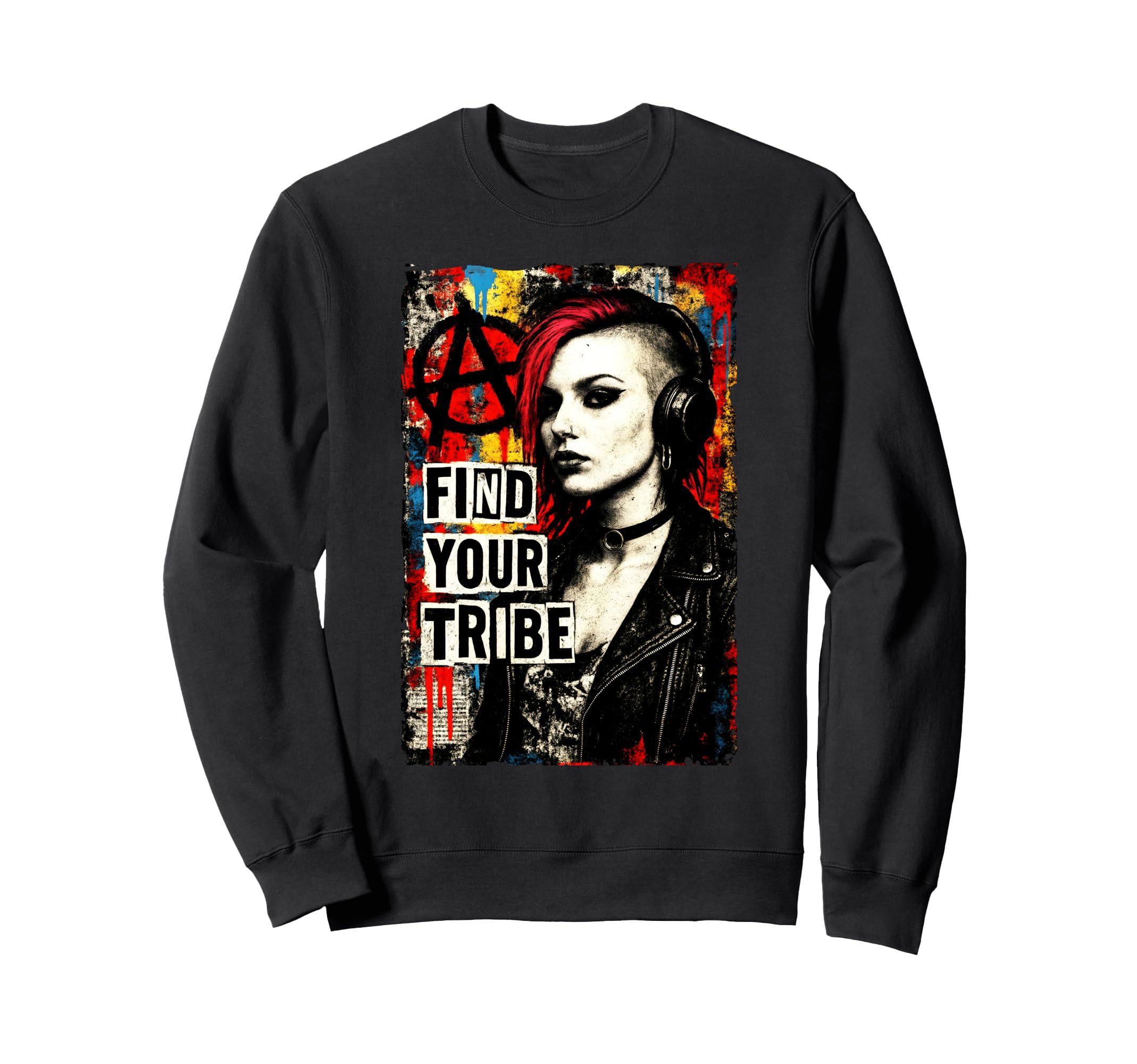 Punk 90S Grunge Urban Street Art Sweatshirt - Minimalist Print for Adults - T-Shirt, Sweatshirt, Hoodie
