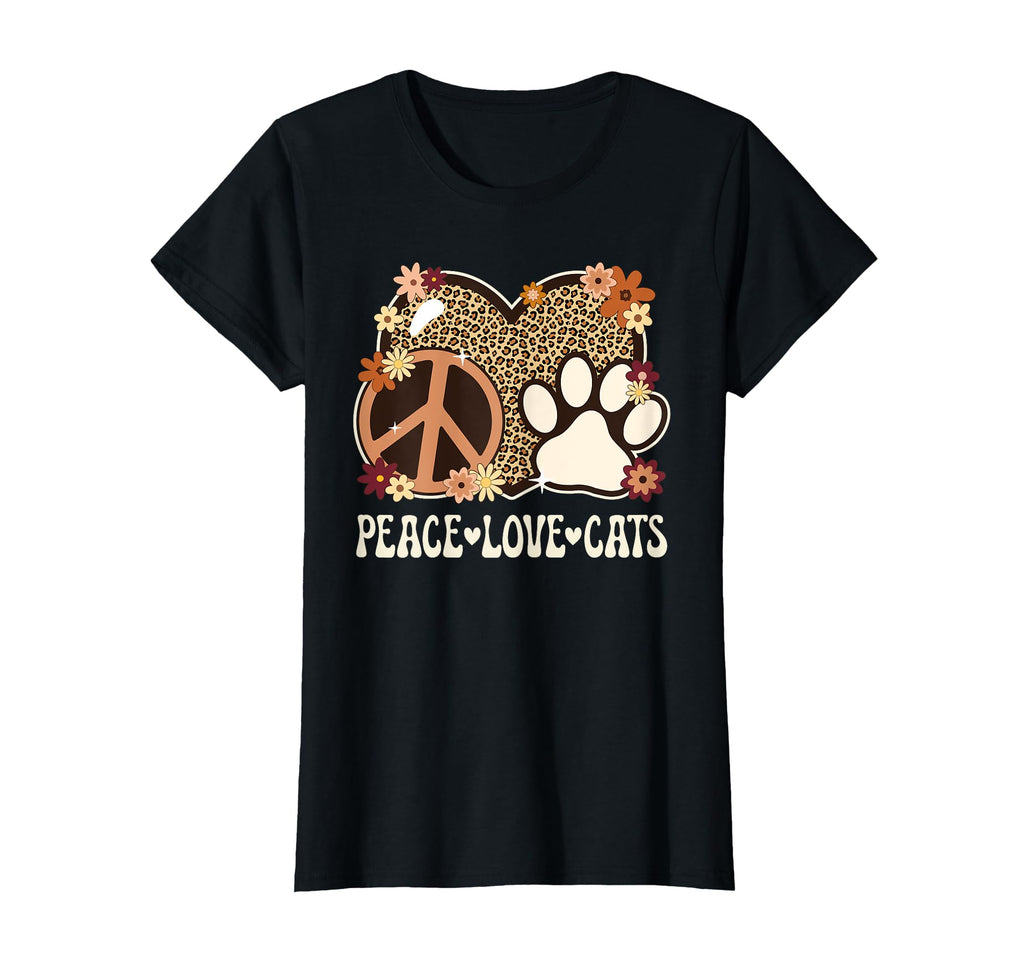 Peace Love Cats Leopard Cat Owner Cat T-Shirt - Unique Graphic for Adults - T-Shirt, Sweatshirt, Hoodie