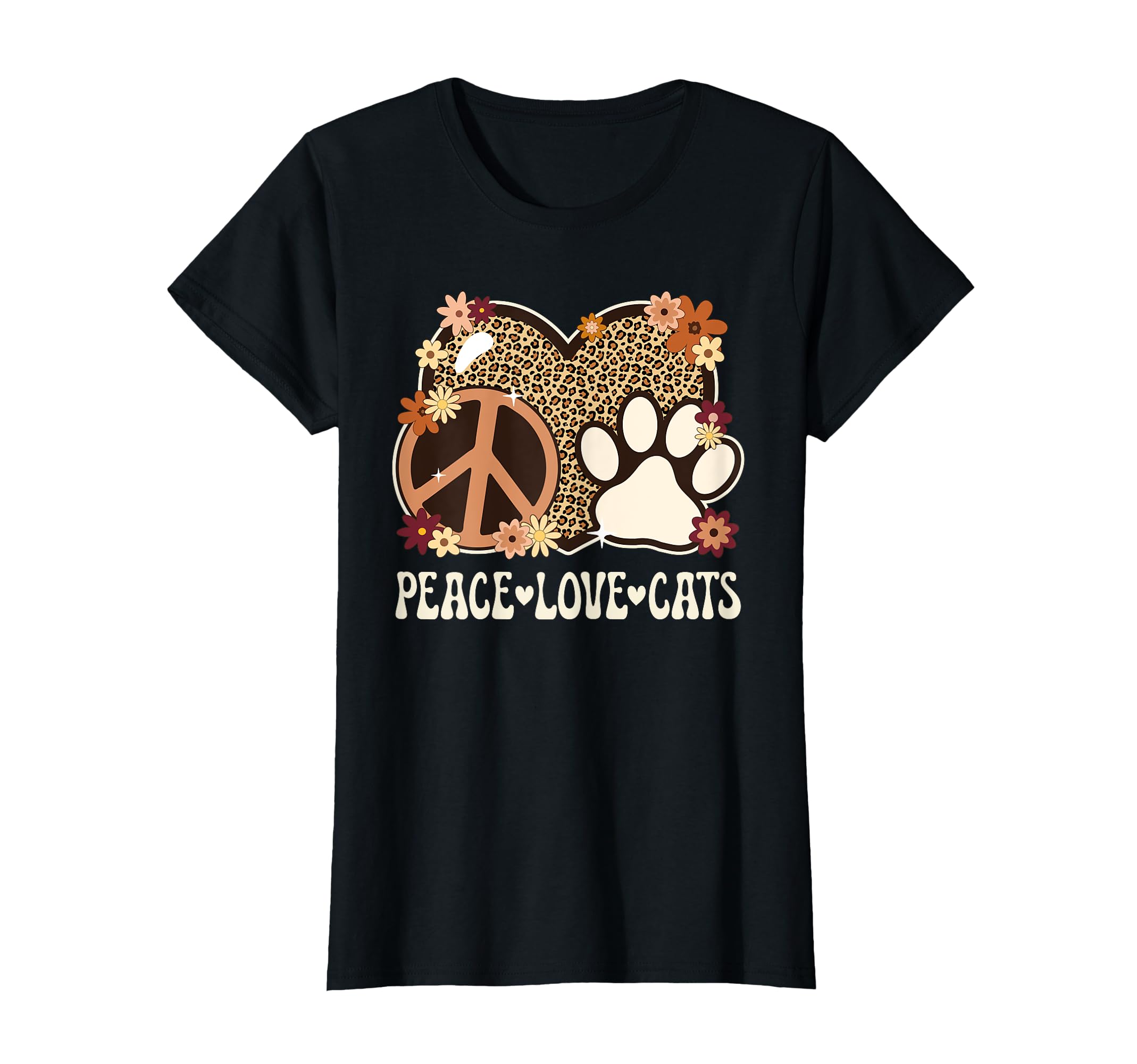 Peace Love Cats Leopard Cat Owner Cat T-Shirt - Unique Graphic for Adults - T-Shirt, Sweatshirt, Hoodie