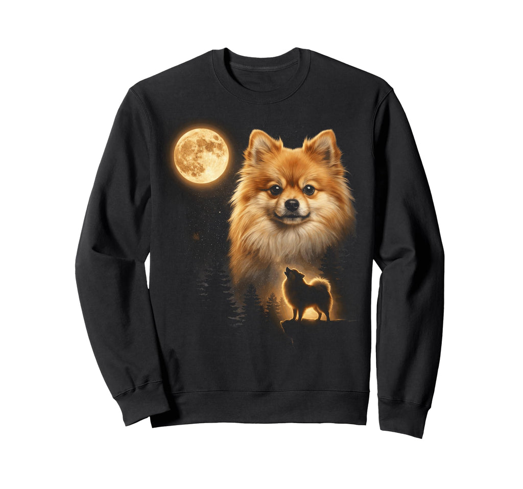 Pomeranian Art Celestial Moon Sweatshirt - Minimalist Print for Adults - T-Shirt, Sweatshirt, Hoodie