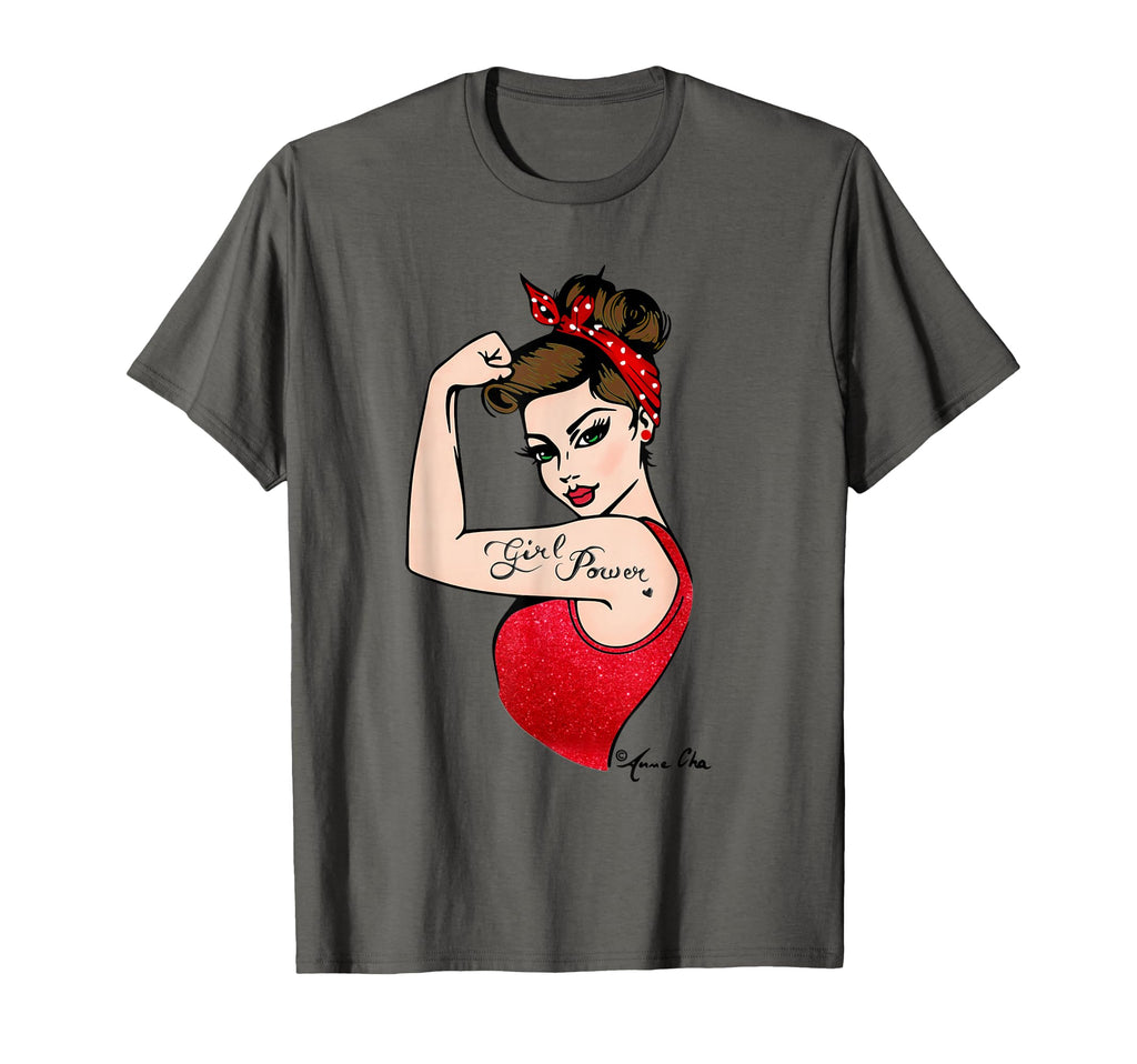 Girlpower Pinup Feminist Rosieriveter T-Shirt - Unique Graphic for Adults - T-Shirt, Sweatshirt, Hoodie
