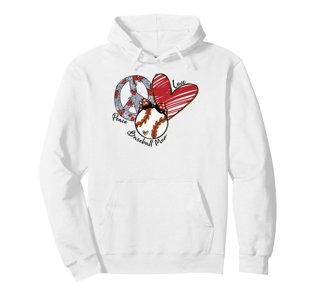 Peace Love Baseball Mom Leopard Mother Hoodie - Casual Everyday Wear Unisex - T-Shirt, Sweatshirt, Hoodie