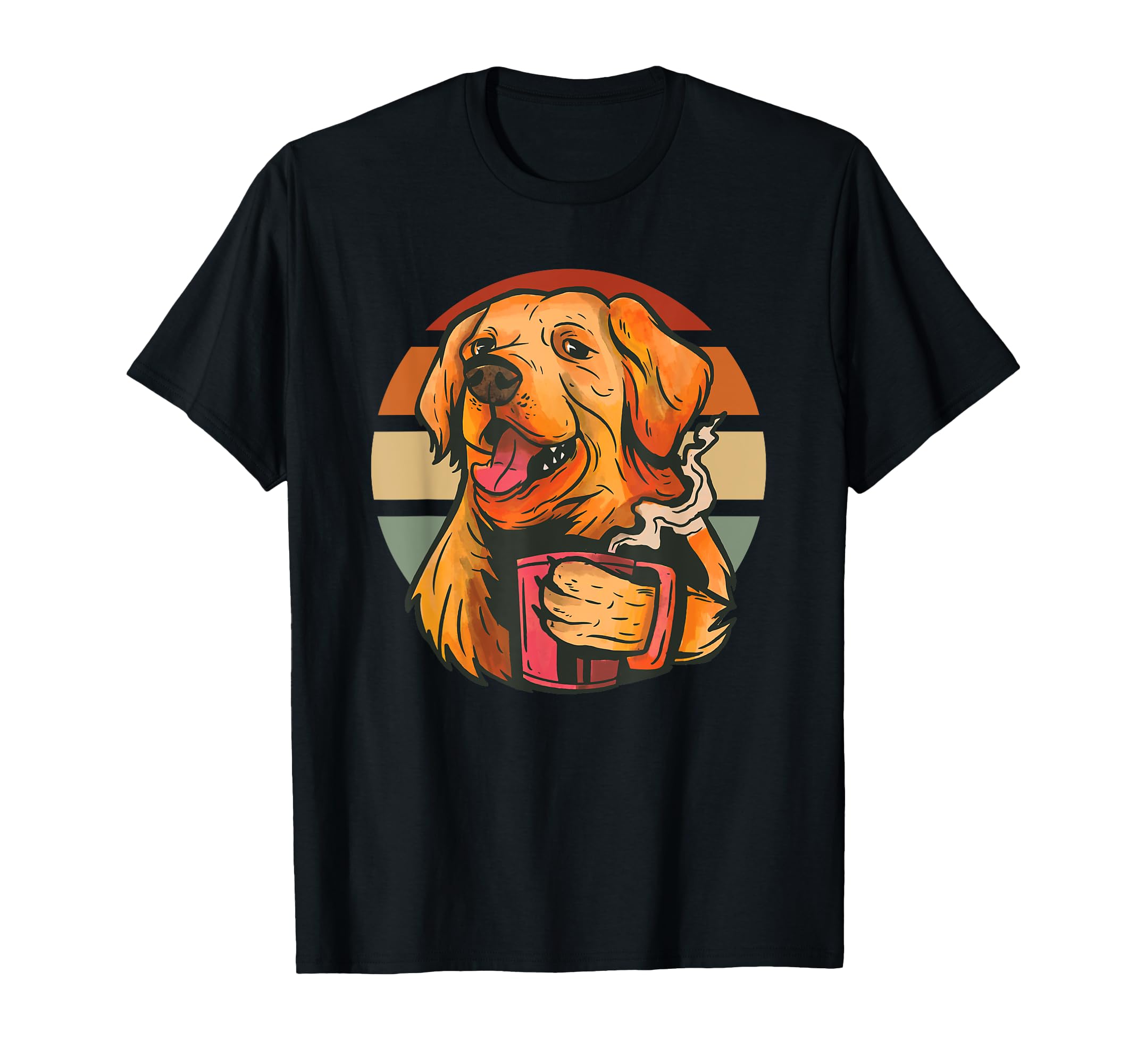 Golden Retriever Dog Coffee Sunset Pet T-Shirt - Streetwear Style Unisex - T-Shirt, Sweatshirt, Hoodie