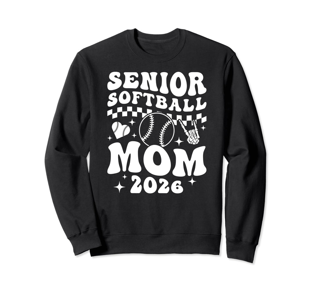 Groovy Softball Senior Mom 2026 Sweatshirt - Casual Everyday Wear Unisex - T-Shirt, Sweatshirt, Hoodie