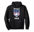 Softball Support Team Player Usa Flag Hoodie - Casual Everyday Wear Unisex - T-Shirt, Sweatshirt, Hoodie