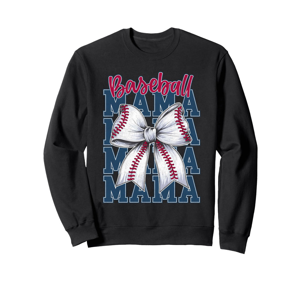 Baseball Mama Coquette Bow Game Sweatshirt - Novelty Apparel for Adults - T-Shirt, Sweatshirt, Hoodie