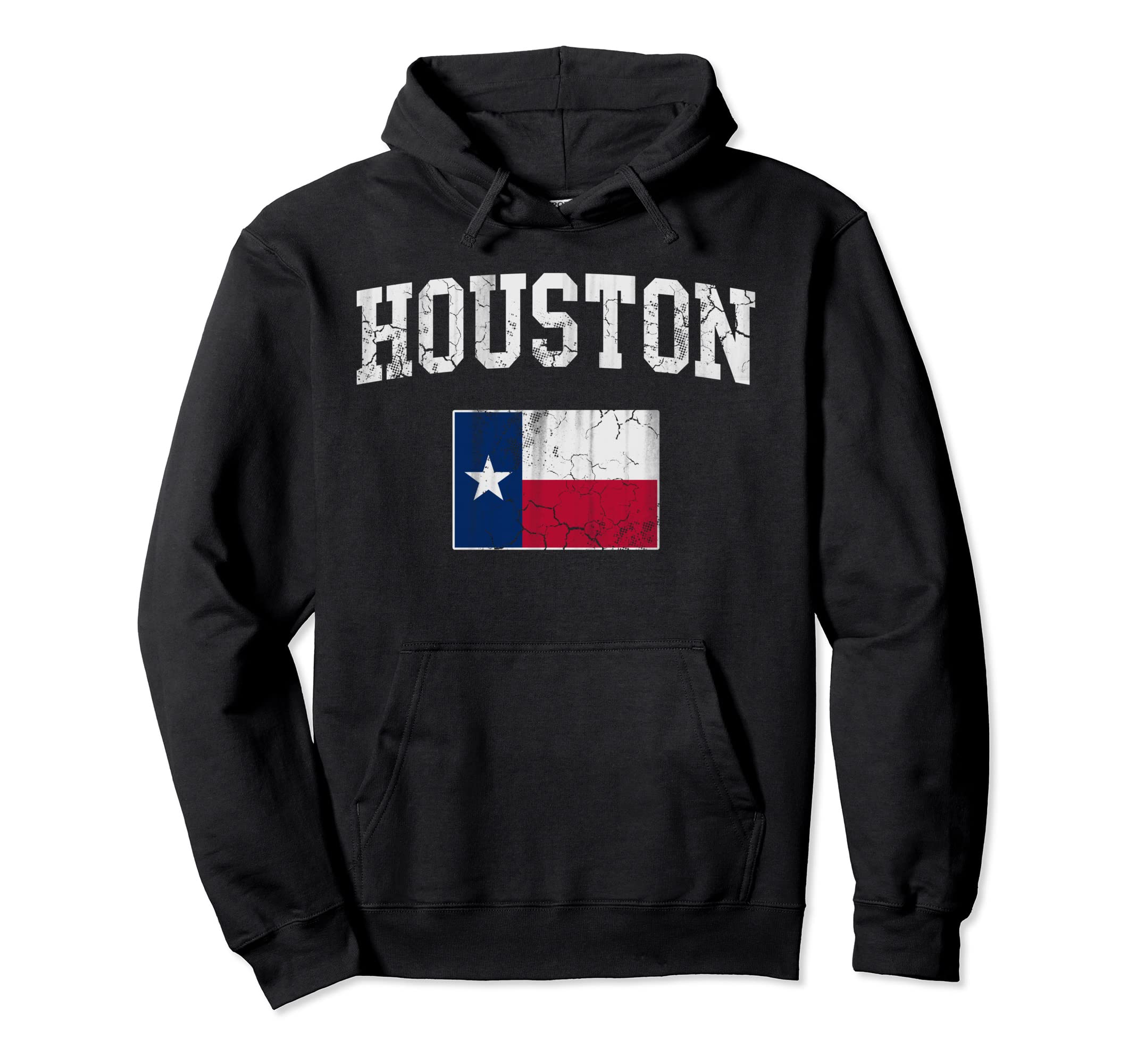 Houston Texas Flag Distressed Hoodie - Custom Art Print Unisex - T-Shirt, Sweatshirt, Hoodie