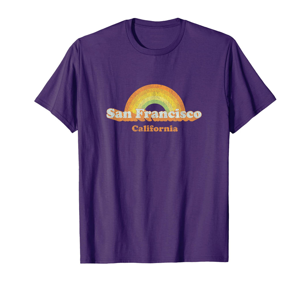 San Francisco Sf Ca 70S Rainbow T-Shirt - Aesthetic Graphic Unisex - T-Shirt, Sweatshirt, Hoodie