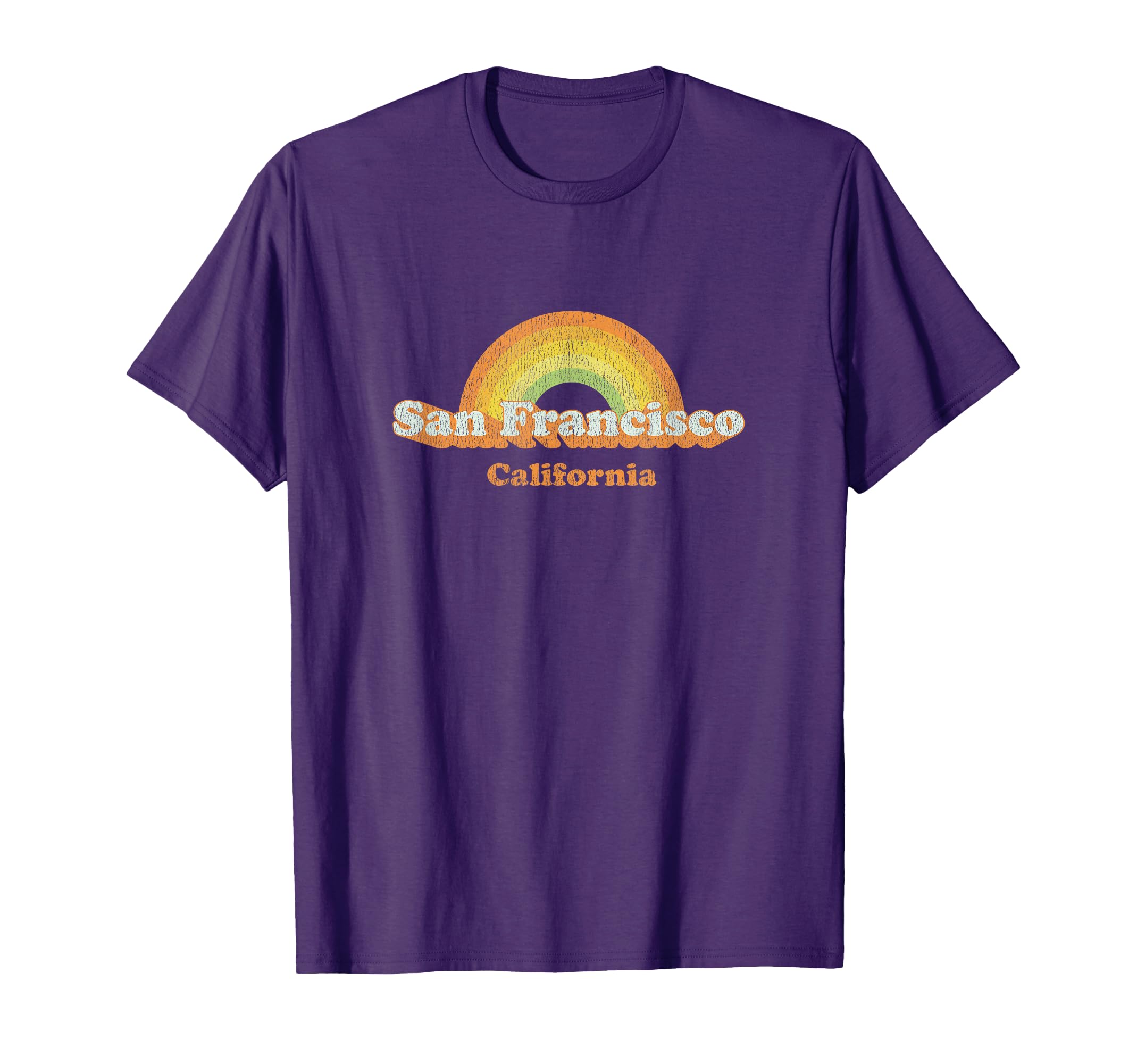 San Francisco Sf Ca 70S Rainbow T-Shirt - Aesthetic Graphic Unisex - T-Shirt, Sweatshirt, Hoodie
