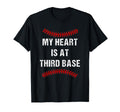 Mom Baseball My Heart Is Third Base T-Shirt - Minimalist Print for Adults - T-Shirt, Sweatshirt, Hoodie