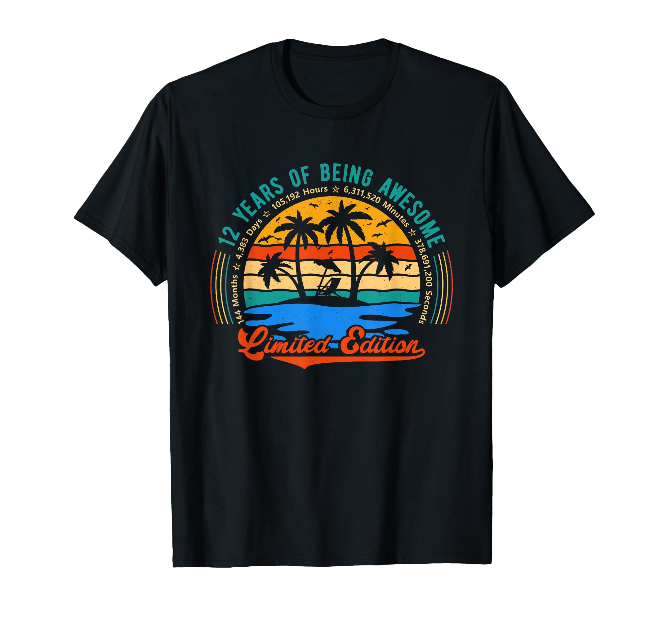 12 Years Old Palm Tree 12Th Birthday T-Shirt - Trendy Graphic for Adults - T-Shirt, Sweatshirt, Hoodie