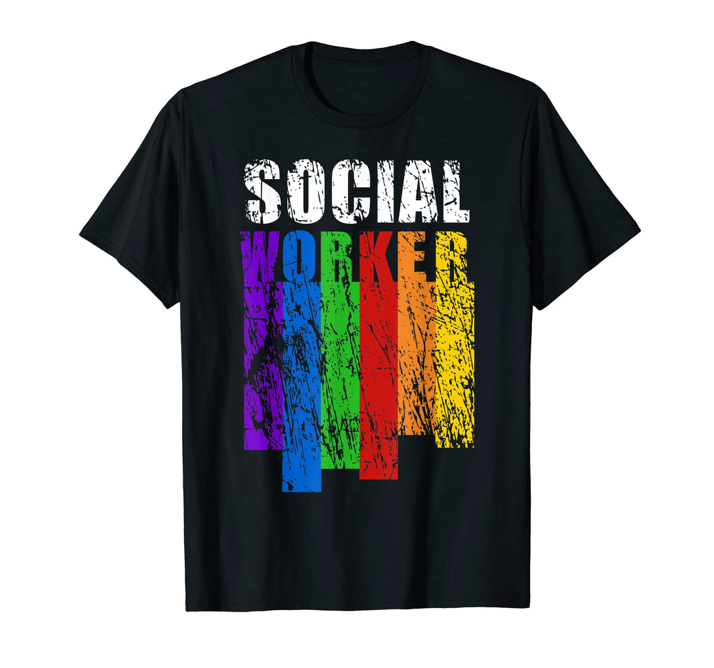 Social Worker Rainbow Stripes Social T-Shirt - Trendy Graphic for Adults - T-Shirt, Sweatshirt, Hoodie