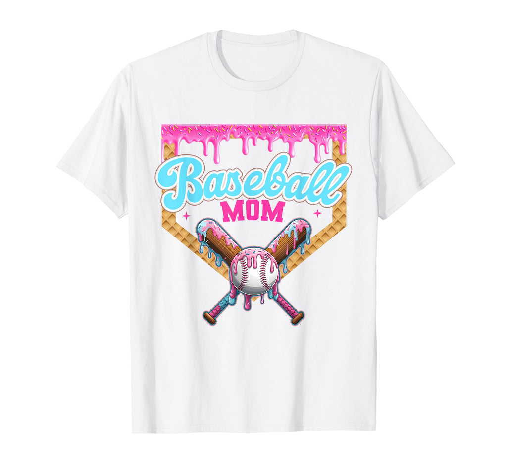 Baseball Mom Ice Cream Drip T-Shirt - Casual Everyday Wear for Adults - T-Shirt, Sweatshirt, Hoodie