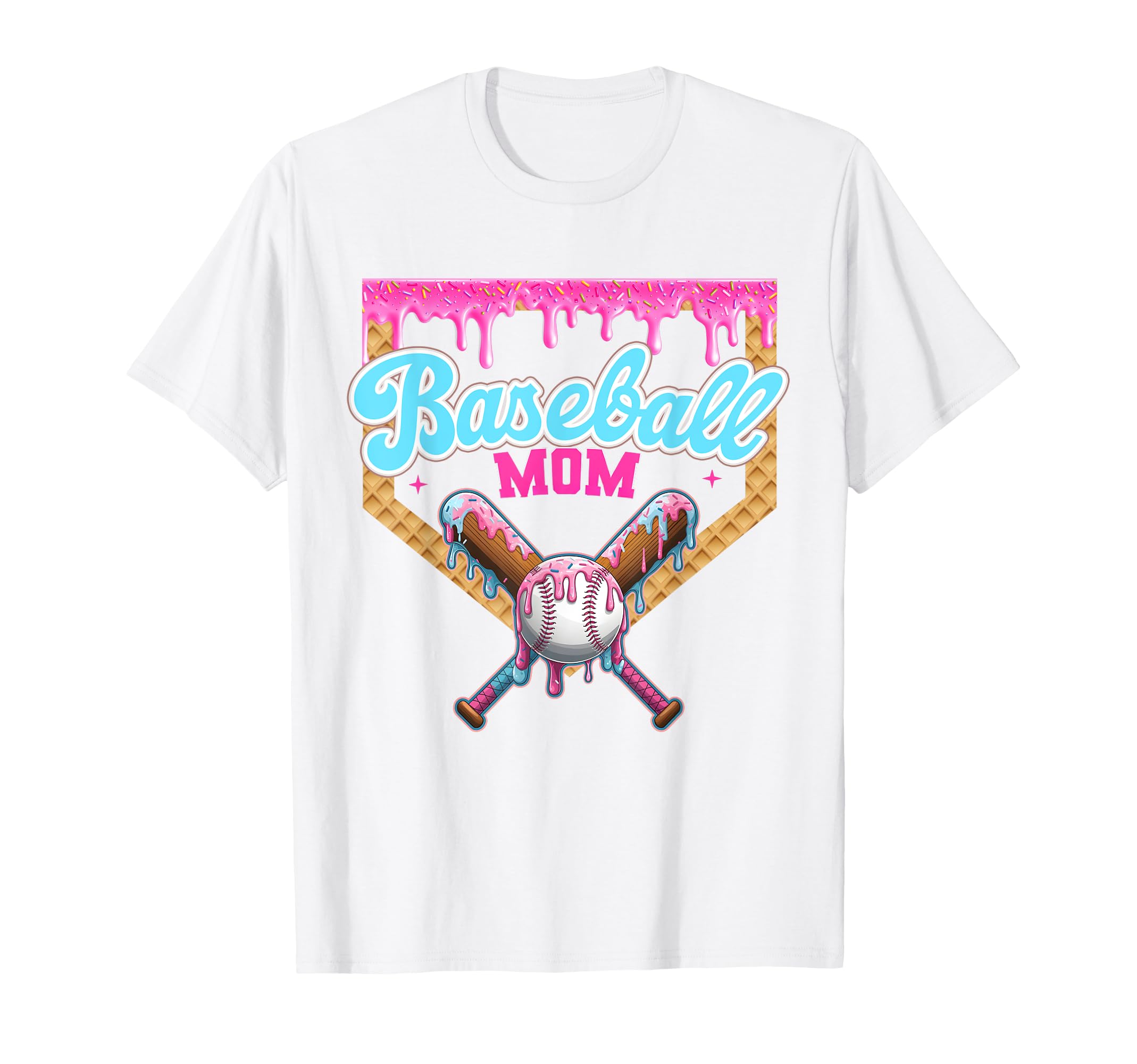 Baseball Mom Ice Cream Drip T-Shirt - Casual Everyday Wear for Adults - T-Shirt, Sweatshirt, Hoodie
