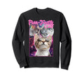 Purrfectly Y2K Cat Galaxy Moon Sweatshirt - Streetwear Style Men Women - T-Shirt, Sweatshirt, Hoodie