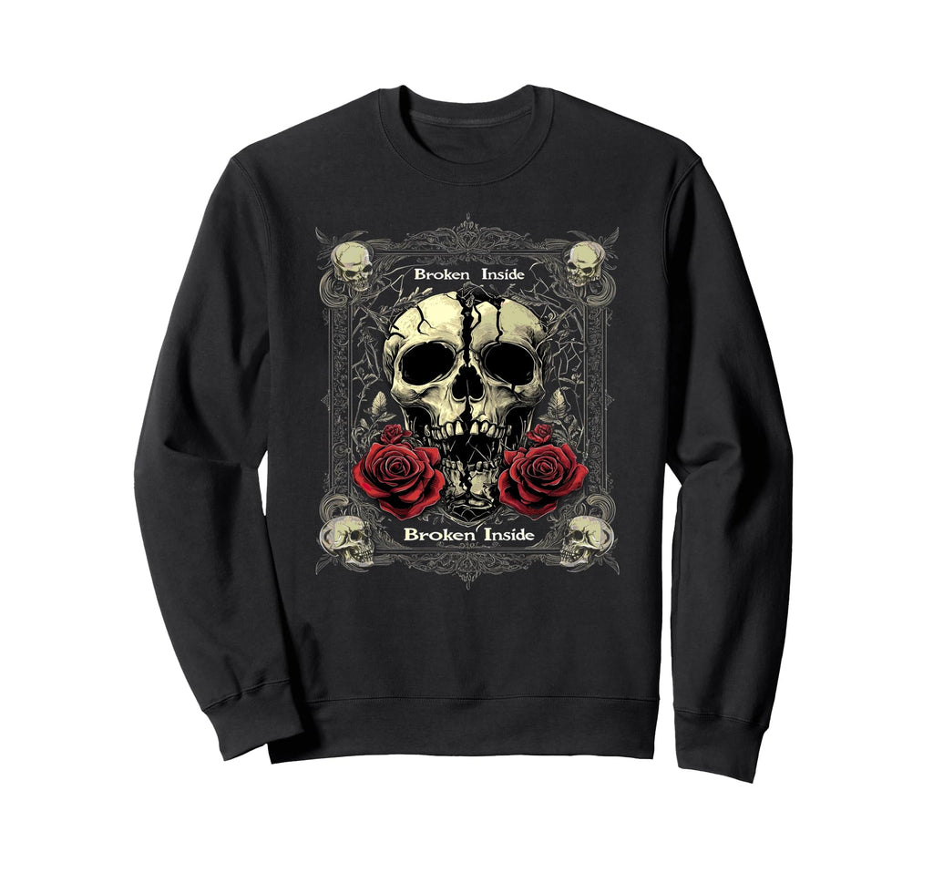 Broken Inside Y2K Emo Aesthetic Sweatshirt - Trendy Graphic for Adults - T-Shirt, Sweatshirt, Hoodie