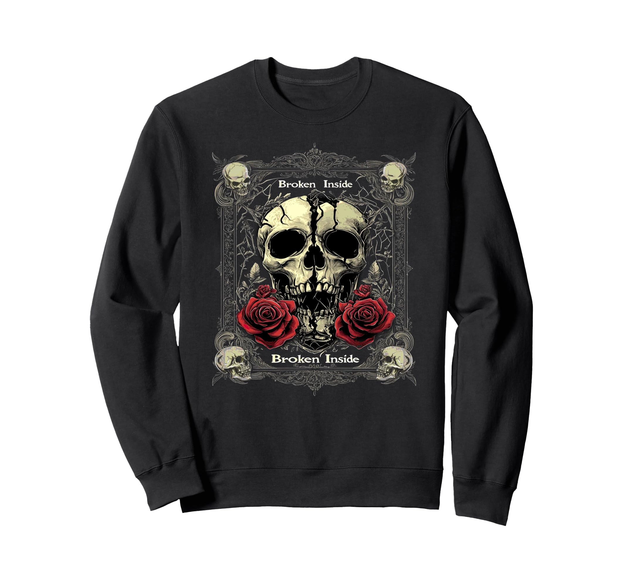 Broken Inside Y2K Emo Aesthetic Sweatshirt - Trendy Graphic for Adults - T-Shirt, Sweatshirt, Hoodie