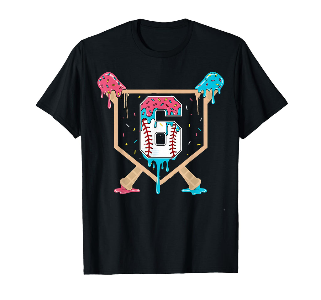 Baseball 6 Year Old Ice Cream Drip T-Shirt - Streetwear Style for Adults - T-Shirt, Sweatshirt, Hoodie