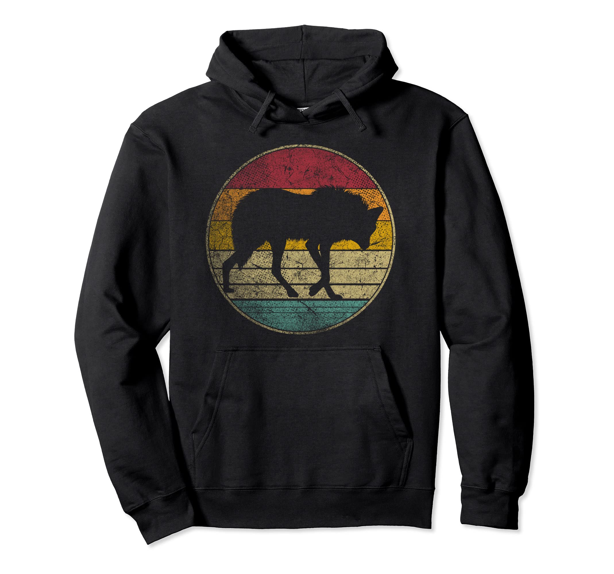 Maned Wolf Wolves Distressed Silhouette Hoodie - Novelty Apparel Unisex - T-Shirt, Sweatshirt, Hoodie