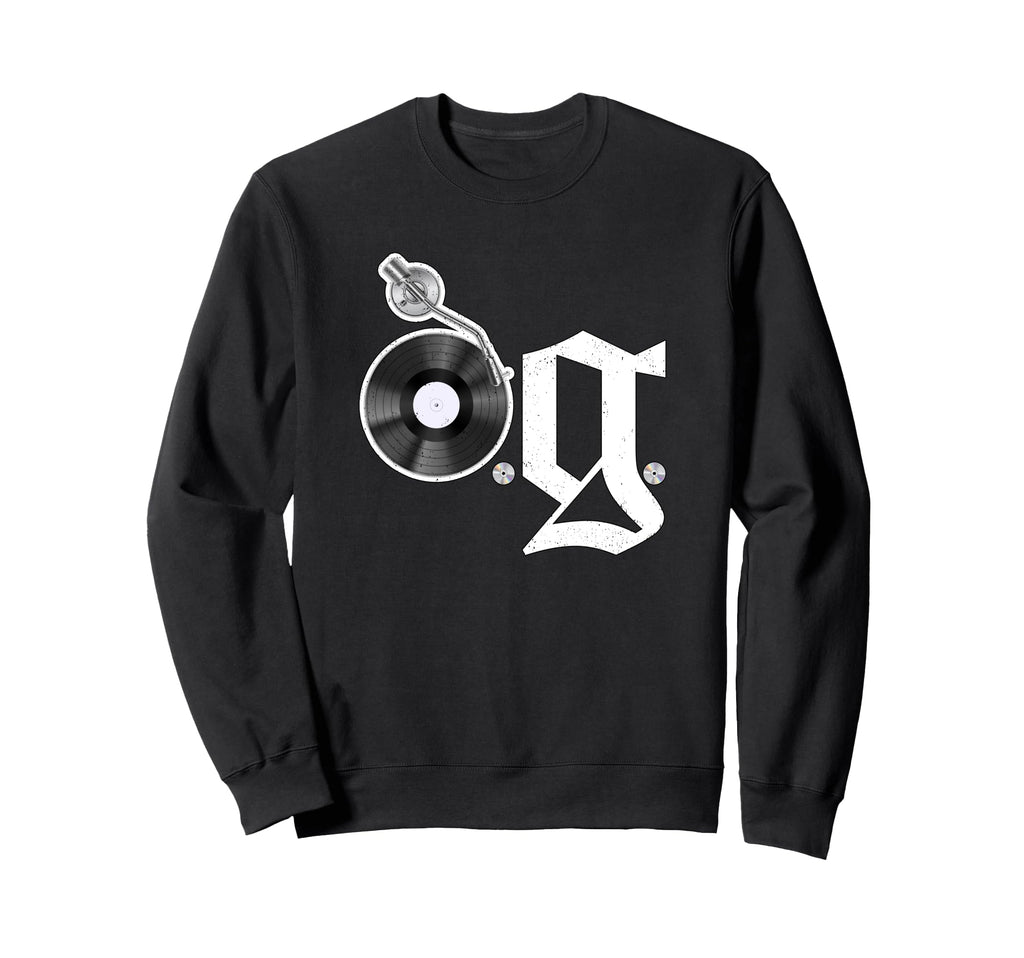 Old School Og Hip Hop Head Vinyl Cds Sweatshirt - Graphic Print Men Women - T-Shirt, Sweatshirt, Hoodie
