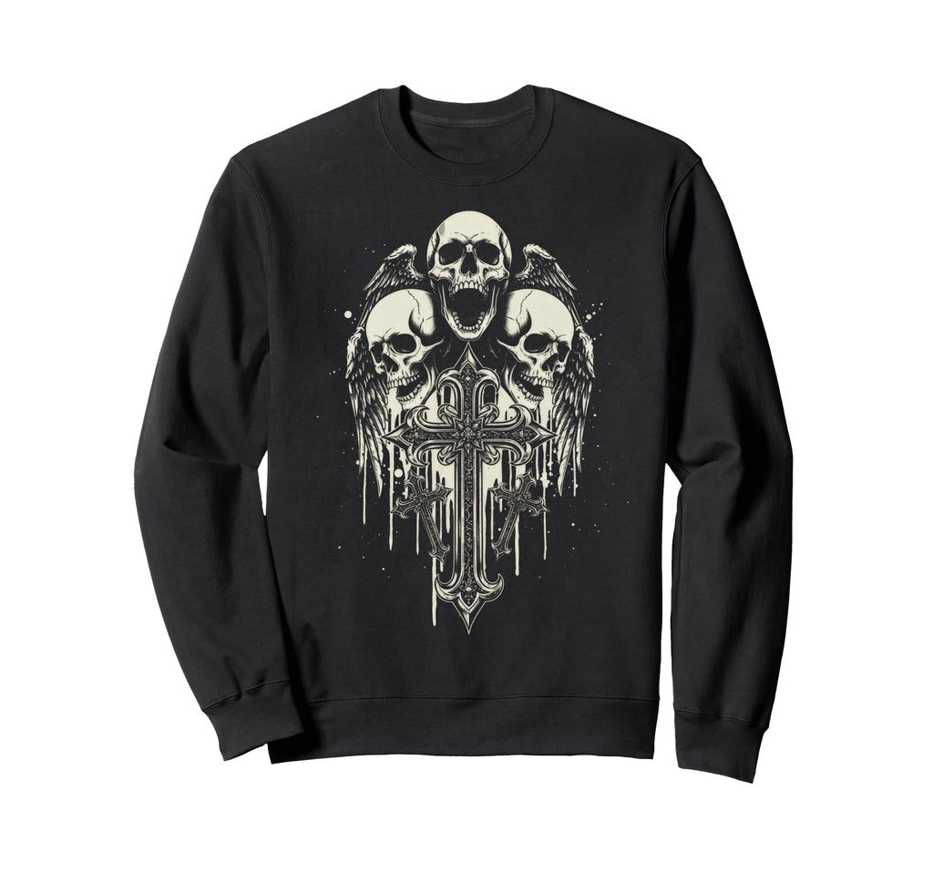 Skull Cross Y2K Grunge Aesthetic Alt Sweatshirt - Minimalist Print Unisex - T-Shirt, Sweatshirt, Hoodie