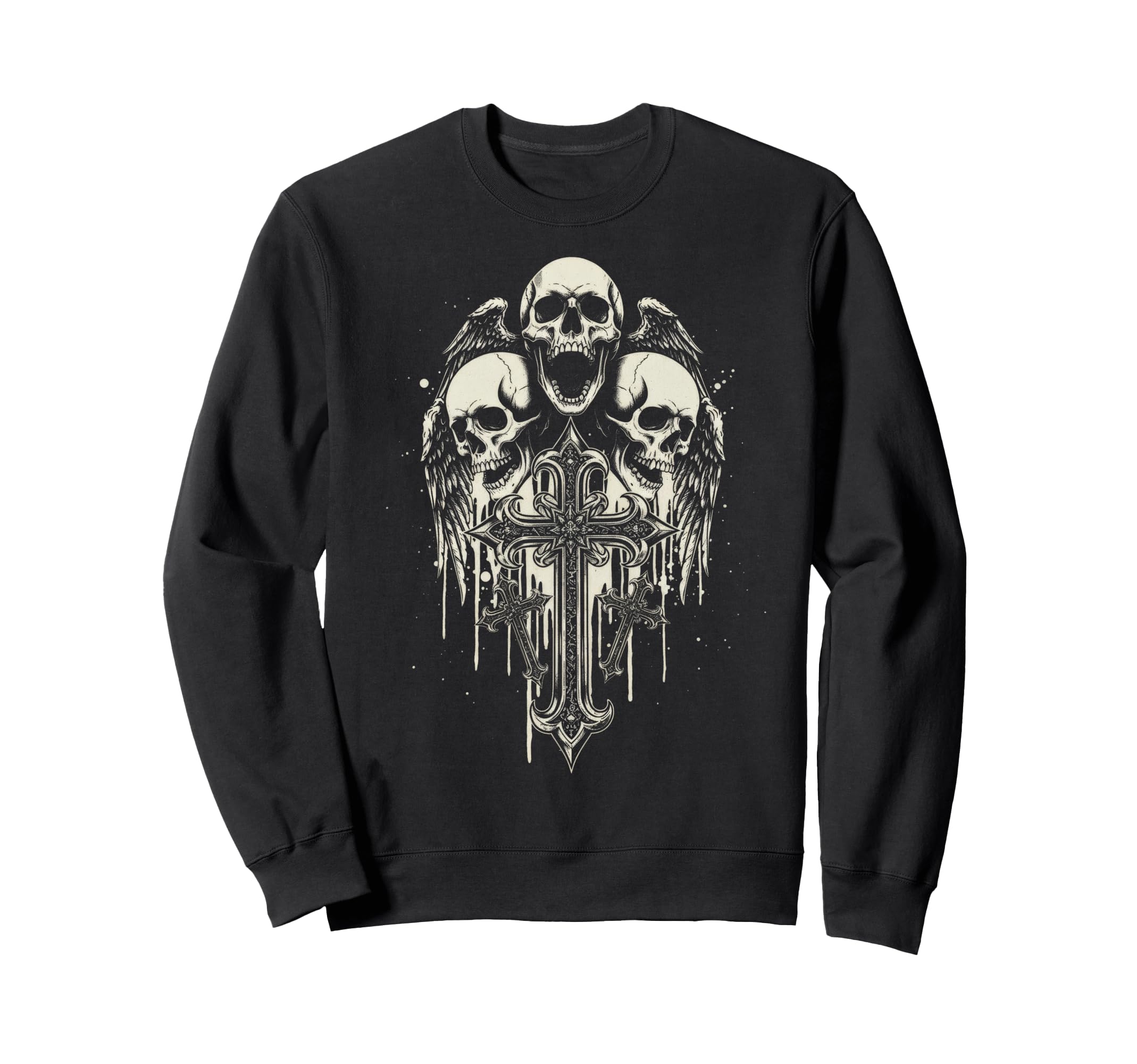 Skull Cross Y2K Grunge Aesthetic Alt Sweatshirt - Minimalist Print Unisex - T-Shirt, Sweatshirt, Hoodie