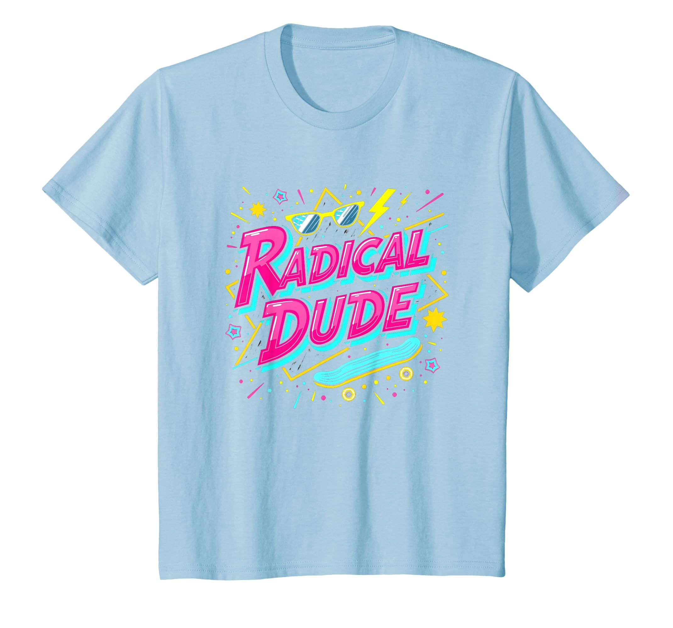 Radical Dude 80S Neon Skateboard Party T-Shirt - Custom Art Print Unisex - T-Shirt, Sweatshirt, Hoodie