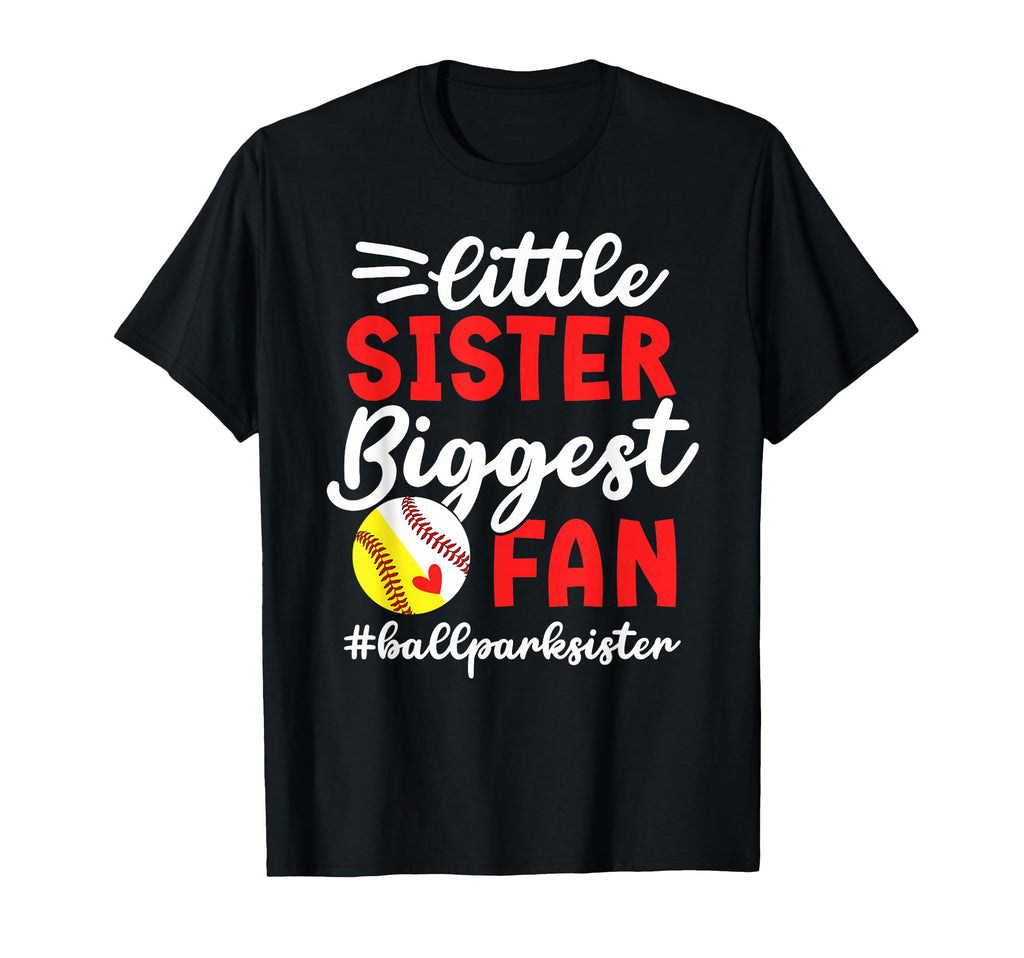 Little Sister Biggest Fan Softball T-Shirt - Aesthetic Graphic Unisex - T-Shirt, Sweatshirt, Hoodie