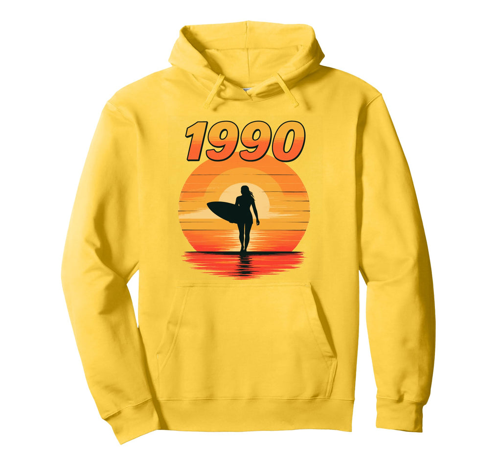 1990 Surfing Sunset 90S Aesthetic Hoodie - Fun Novelty Design for Adults - T-Shirt, Sweatshirt, Hoodie