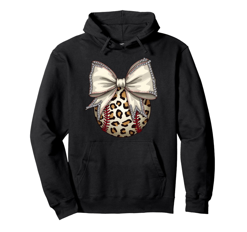 Leopard Baseball Coquette Bow Mama Mom Hoodie - Graphic Print Men Women - T-Shirt, Sweatshirt, Hoodie