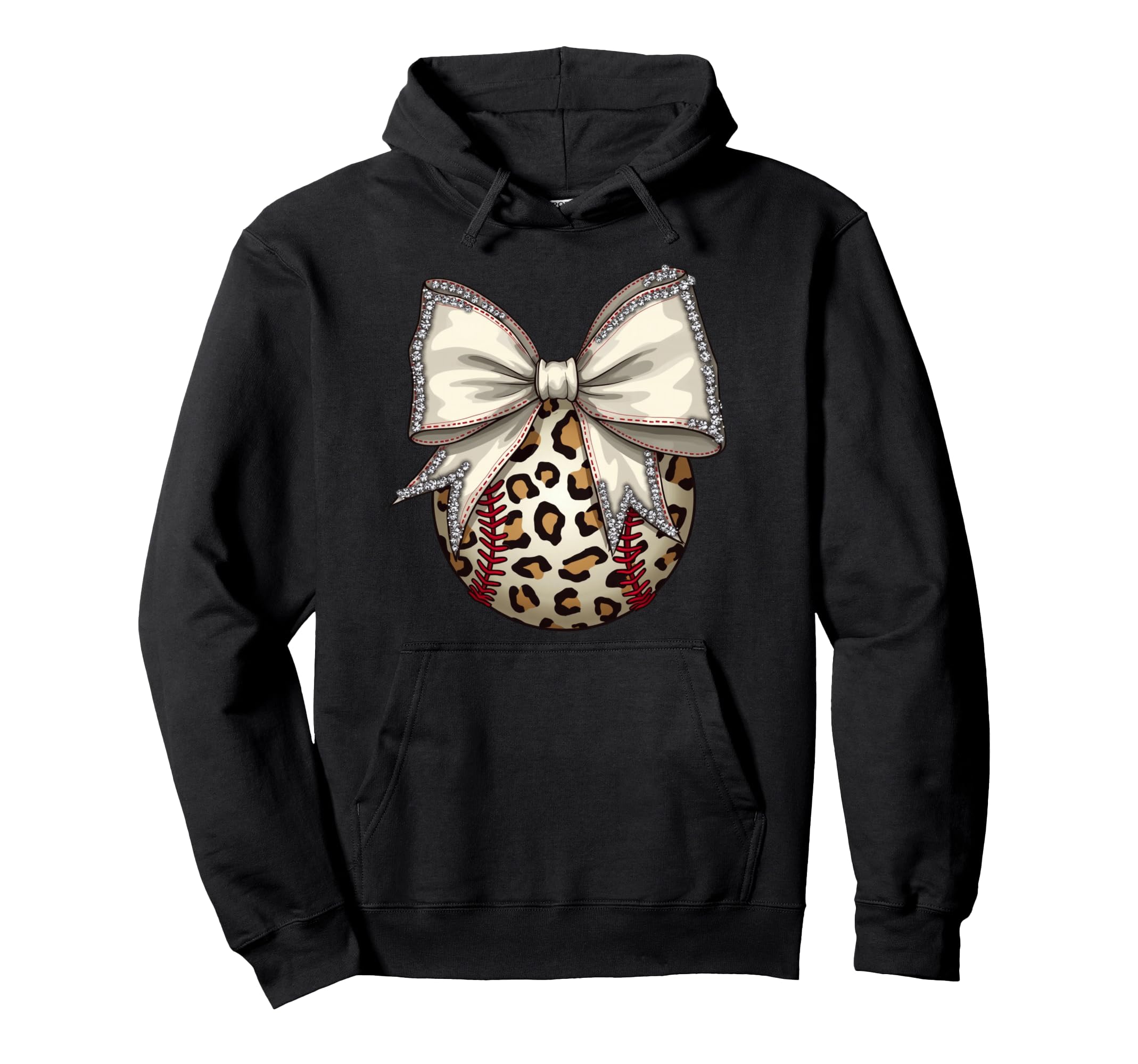 Leopard Baseball Coquette Bow Mama Mom Hoodie - Graphic Print Men Women - T-Shirt, Sweatshirt, Hoodie
