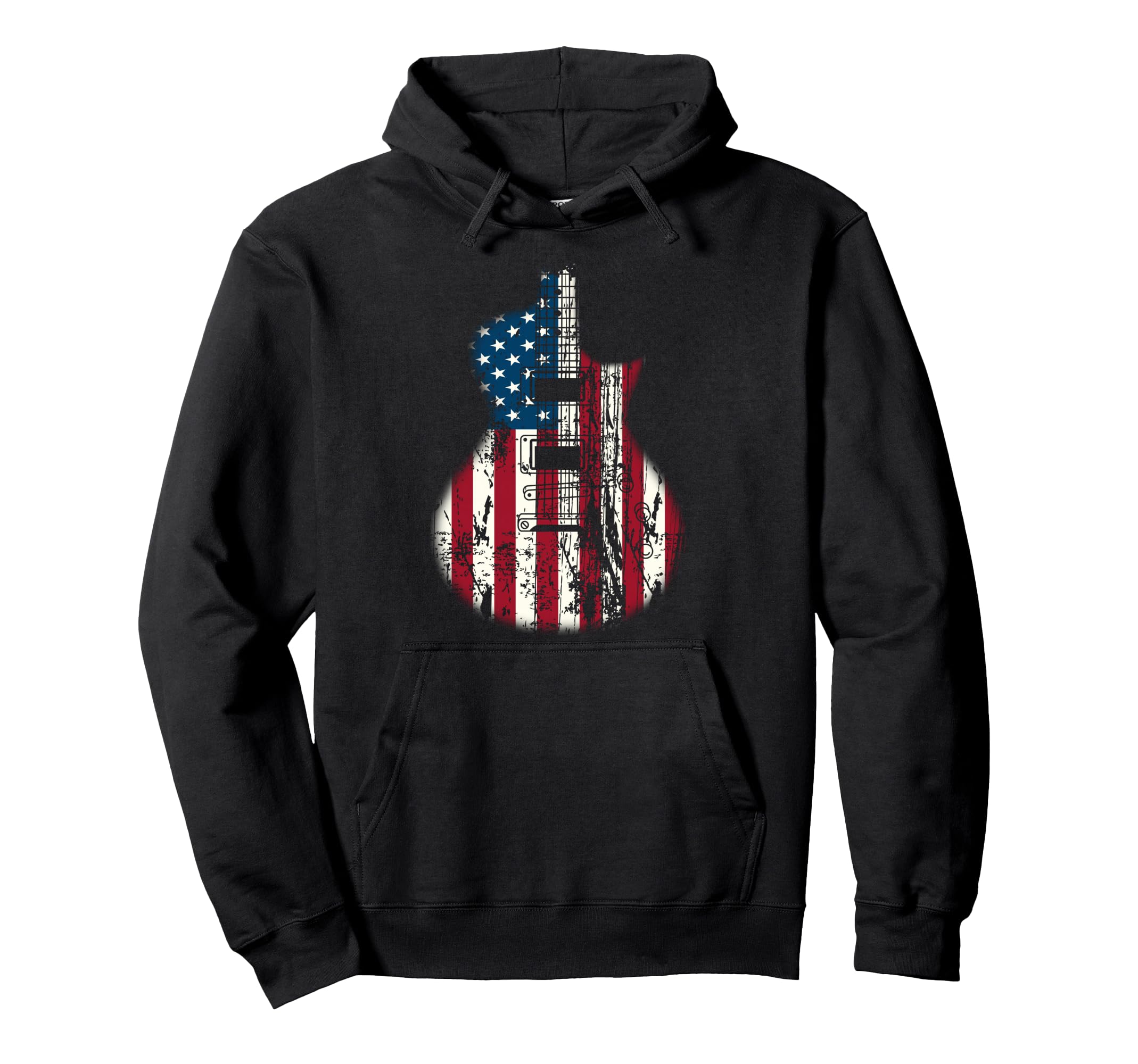 Us American Flag Guitar Musician Hoodie - Novelty Apparel Unisex - T-Shirt, Sweatshirt, Hoodie