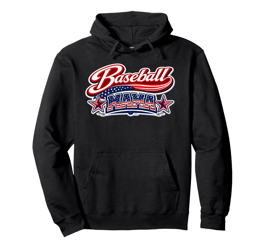Baseball Mama Usa Flag Patriotic Hoodie - Fun Novelty Design for Adults - T-Shirt, Sweatshirt, Hoodie