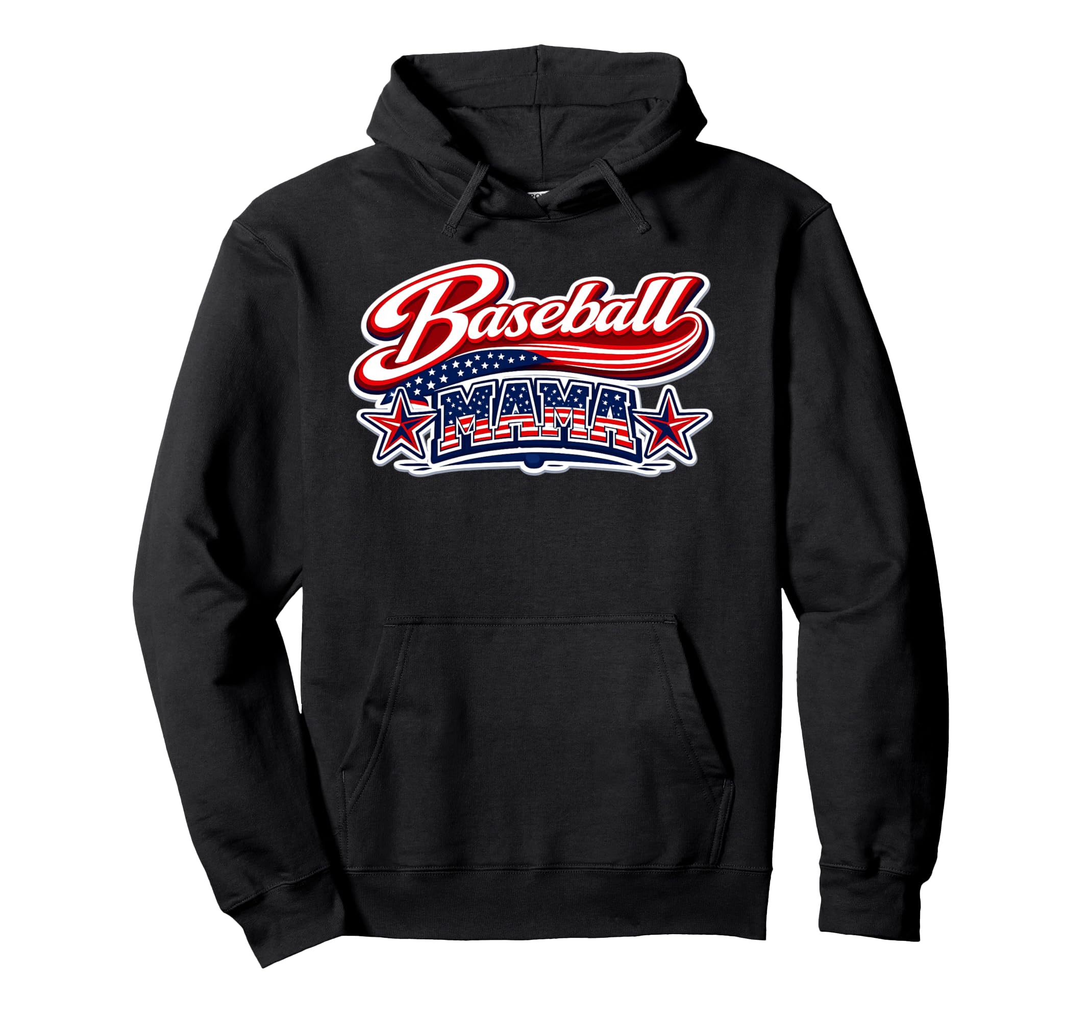 Baseball Mama Usa Flag Patriotic Hoodie - Fun Novelty Design for Adults - T-Shirt, Sweatshirt, Hoodie