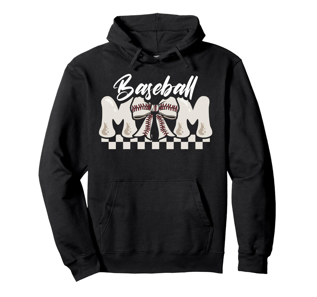 Baseball Mom Mothers Day Coquette Bow Hoodie - Unique Graphic Men Women - T-Shirt, Sweatshirt, Hoodie