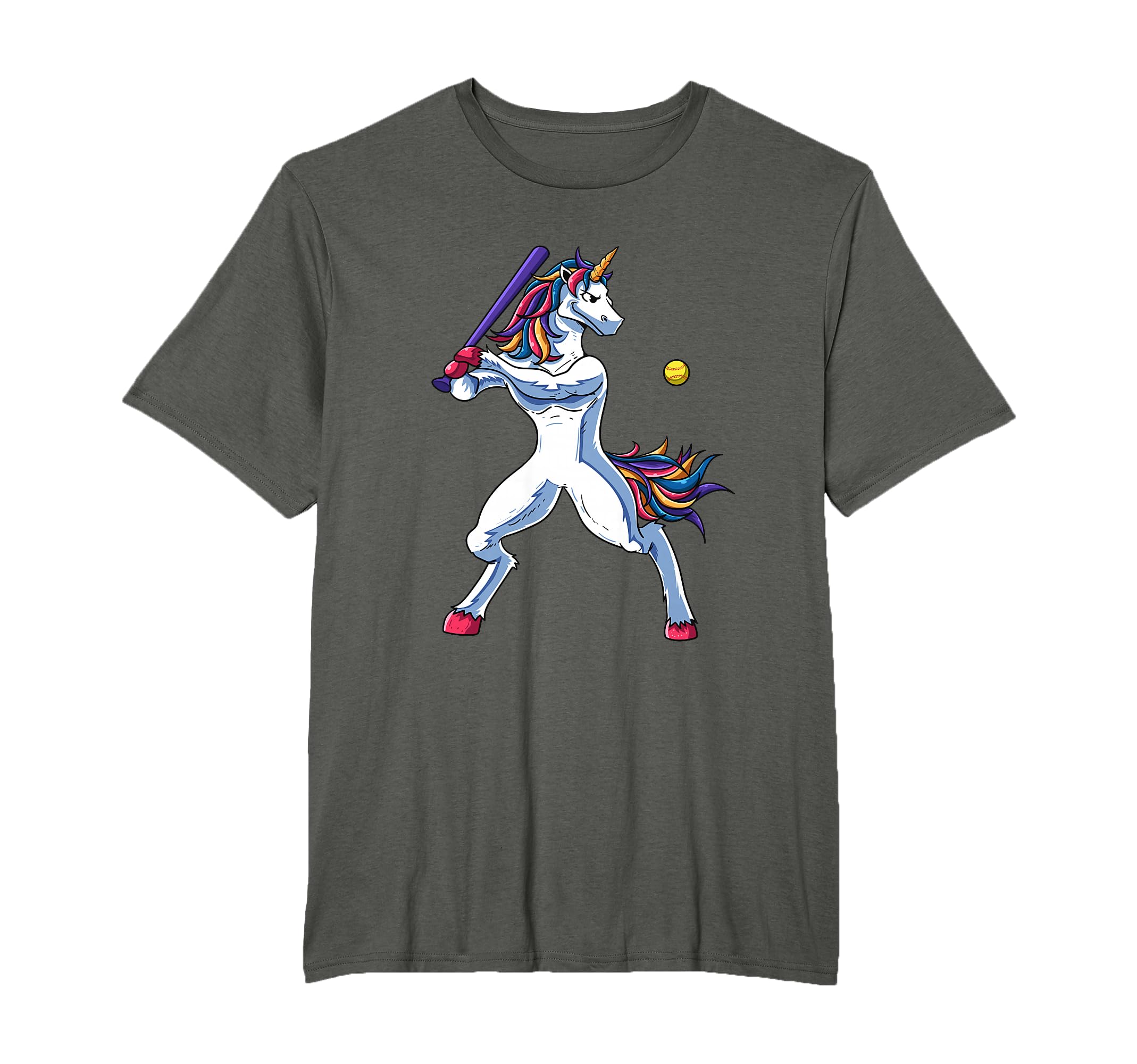 Funny Unicorn Softball Player T-Shirt - Minimalist Print for Adults - T-Shirt, Sweatshirt, Hoodie