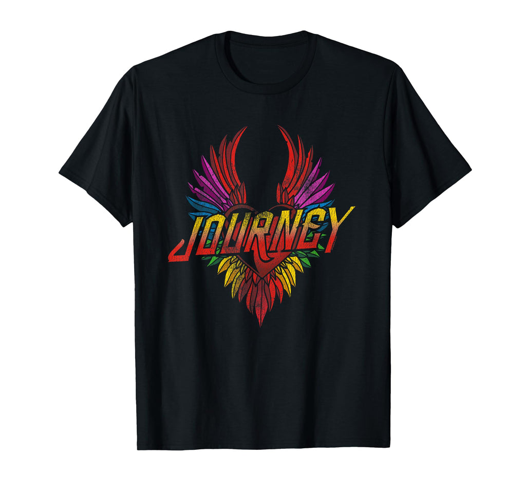 Journey Colorful Rainbow Winged Heart T-Shirt - Unique Graphic Men Women - T-Shirt, Sweatshirt, Hoodie