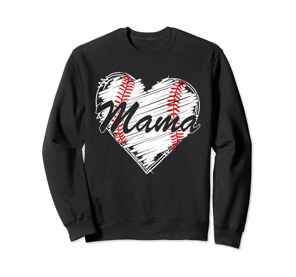 Baseball Mama Heart Mothers Day Sweatshirt - Casual Everyday Wear Unisex - T-Shirt, Sweatshirt, Hoodie